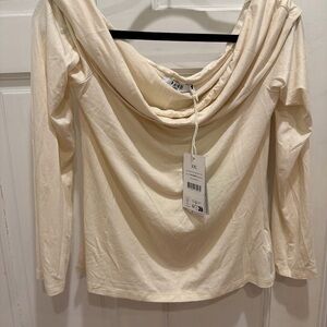 Elegant Cream Drape Neck Blouse